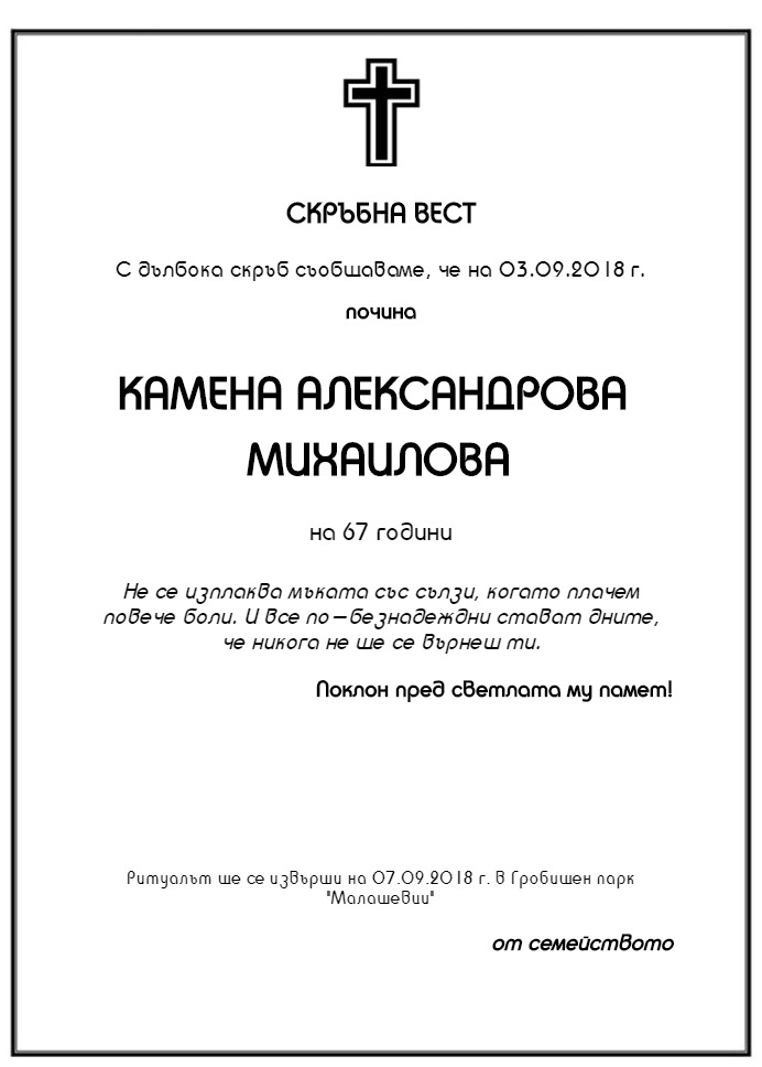 Камена Александрова Михаилова